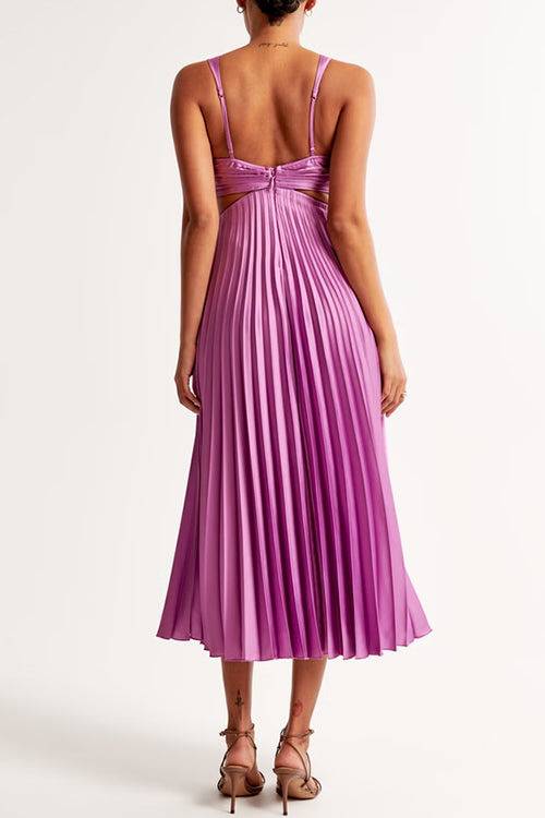 EVA™ | Cut Out Waist Sleeveless Pleated Maxi Dress - Celestia Couture