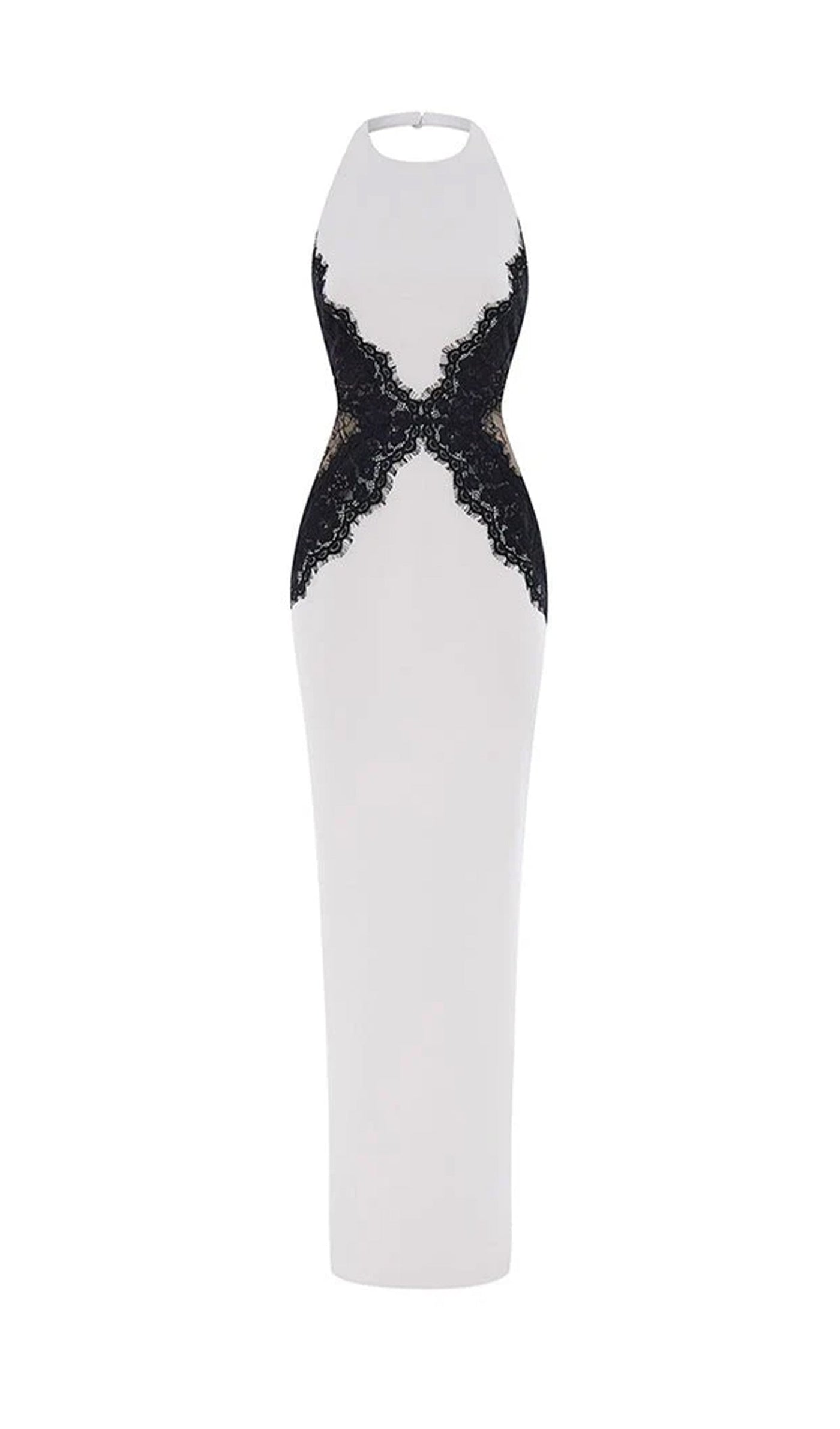 Open Back Maxi Dress In Crepe & Lace