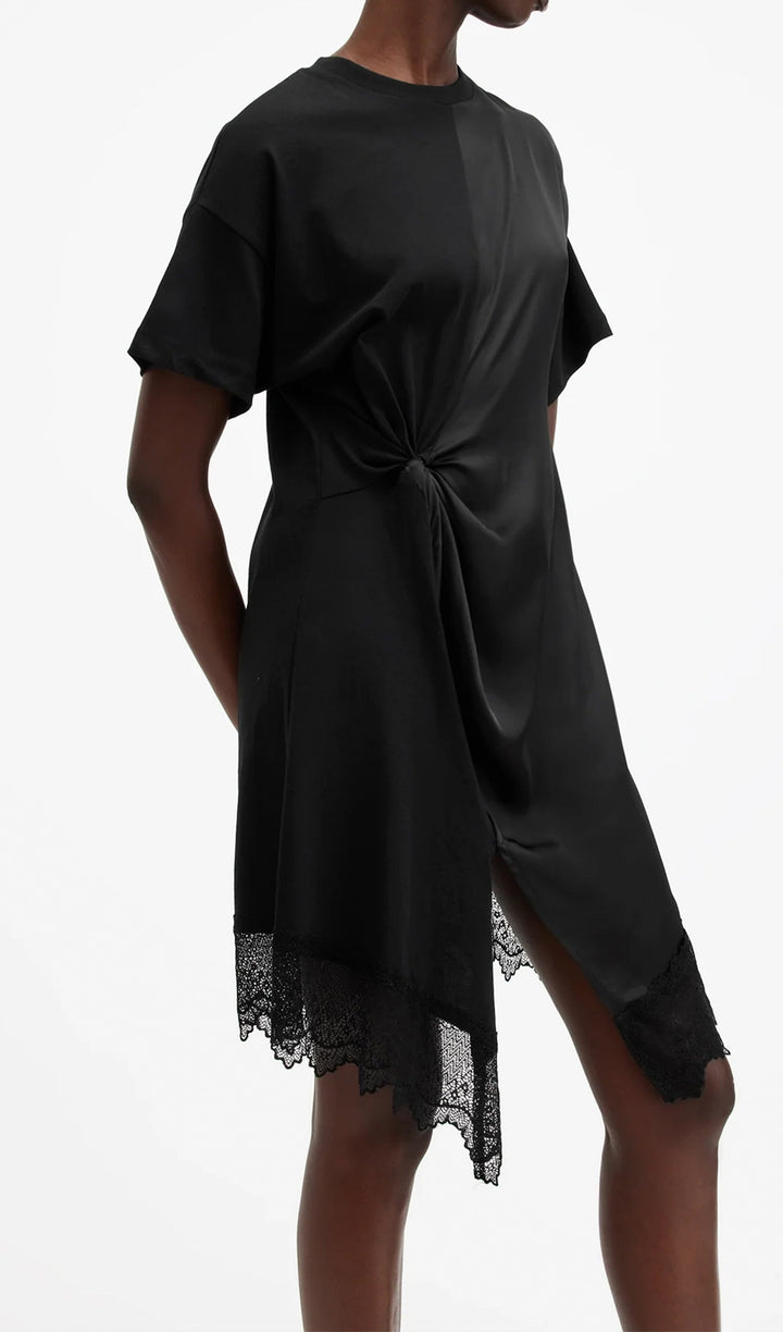 Black Twist Lace Mini Dress - Celestia Couture