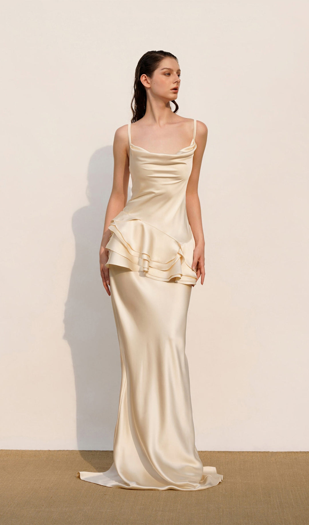 Sleeveless Layered Ruffled Miaxi Dress - Celestia Couture
