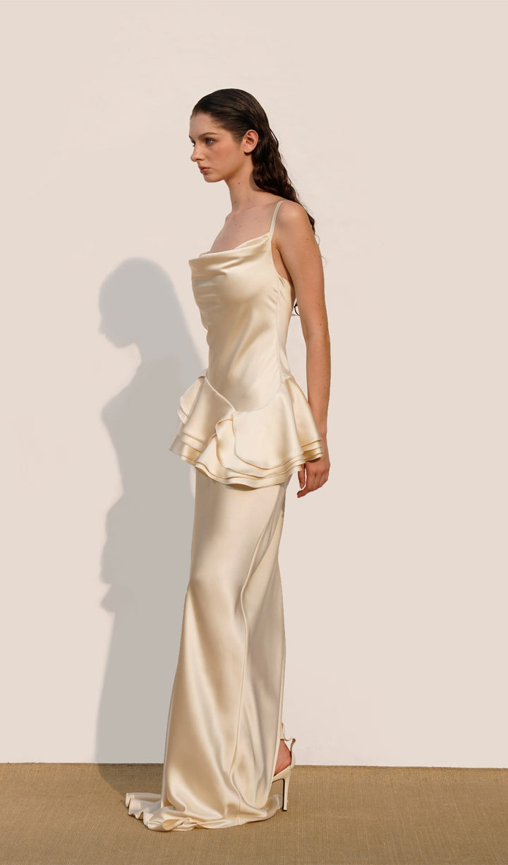 Sleeveless Layered Ruffled Miaxi Dress - Celestia Couture