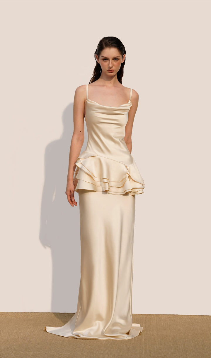 Sleeveless Layered Ruffled Miaxi Dress - Celestia Couture