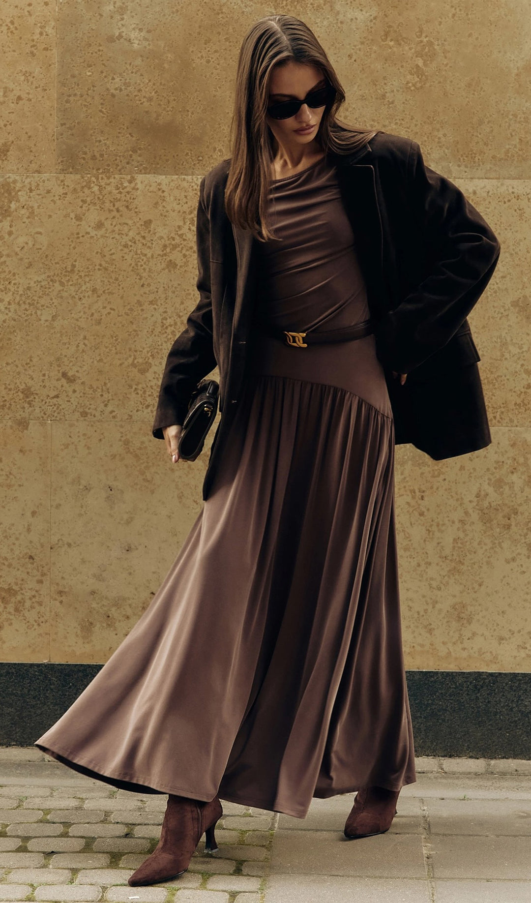 Ruffle Knitted Maxi Dress - Celestia Couture