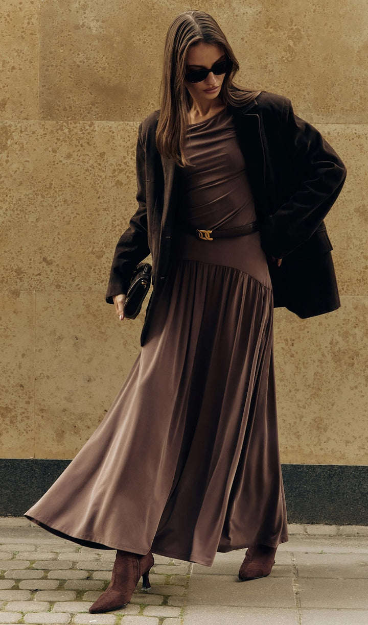 Ruffle Knitted Maxi Dress - Celestia Couture