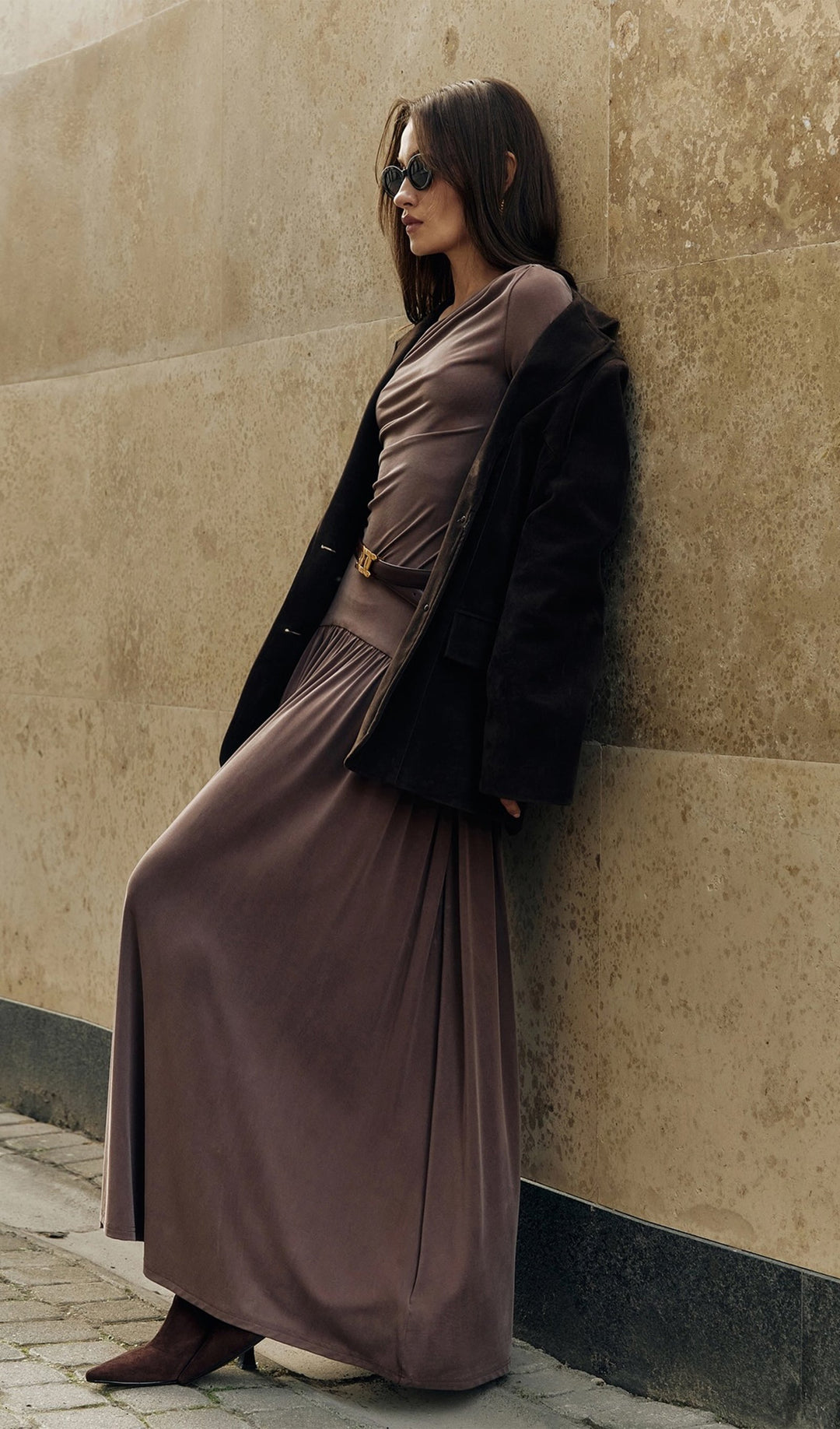 Ruffle Knitted Maxi Dress - Celestia Couture