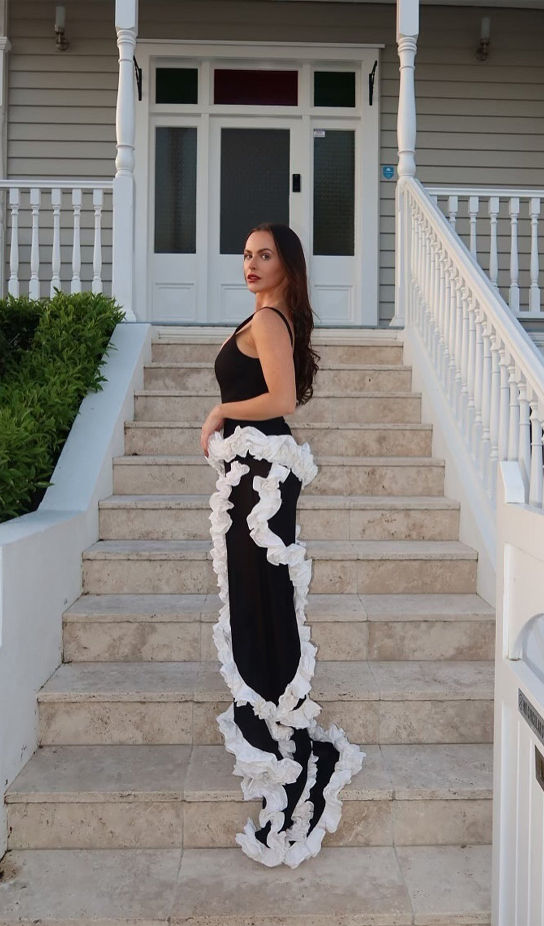 Wisteria Gown Maxi Dress In Black &amp; White - Celestia Couture