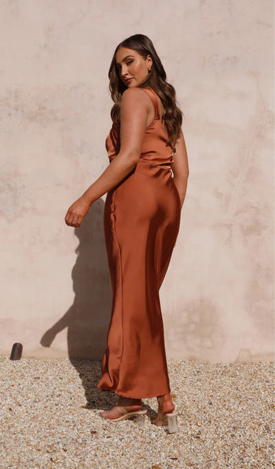 One Shoulder Draping Feature Midi Dress