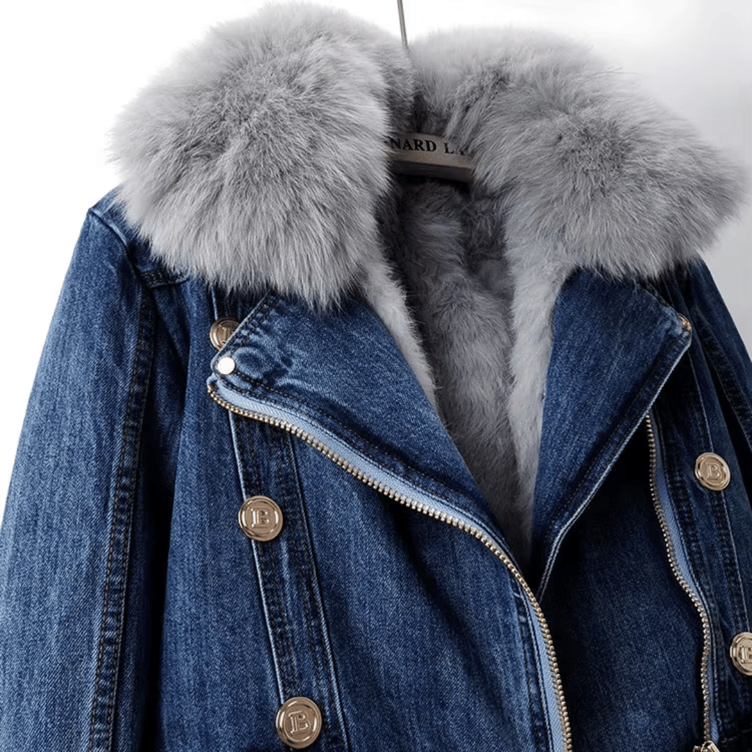 Mona Urban Elegance Denim &amp; Fur Jacket