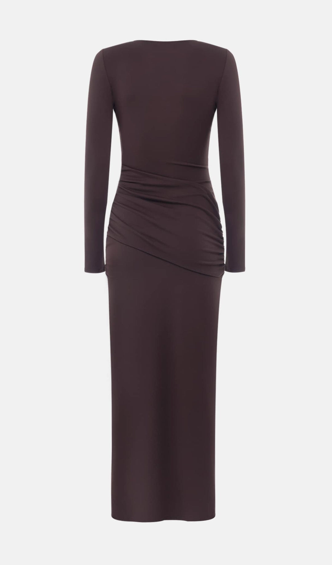 Jersey Seductive Fitted Maxi Dress-Brown - Celestia Couture