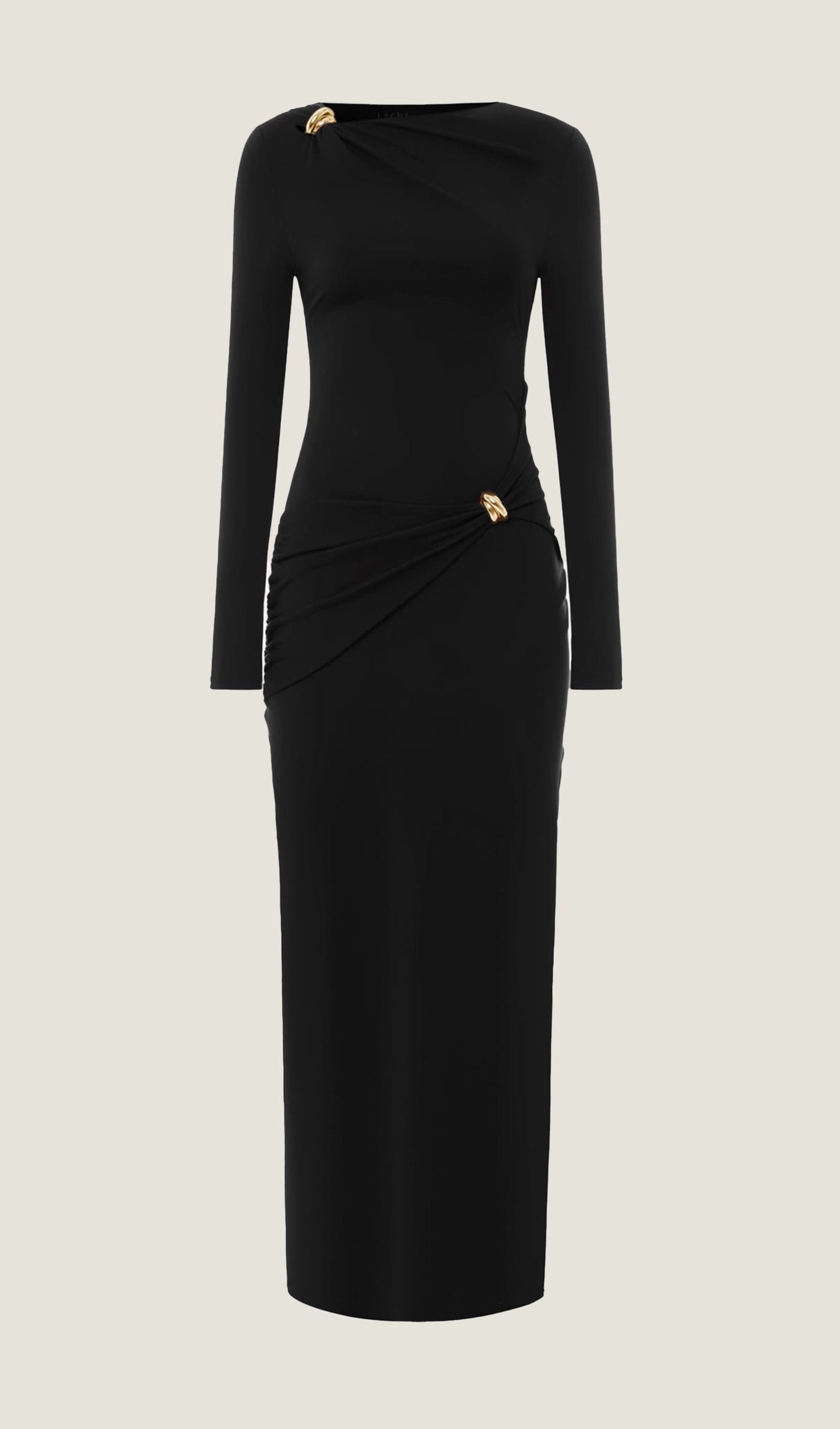 Jersey Seductive Fitted Maxi Dress-Black