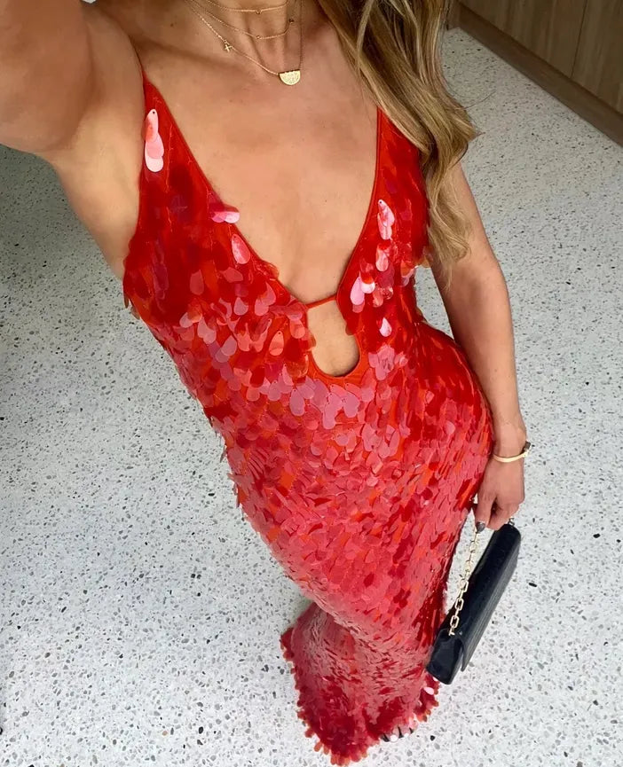 Kailani | Sequin Maxi Long Dress - Celestia Couture