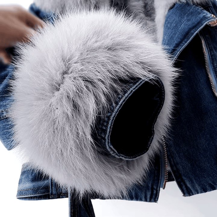 Mona Urban Elegance Denim &amp; Fur Jacket
