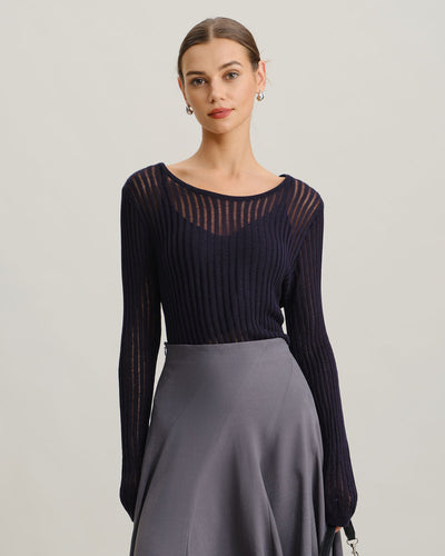 Navy Pullover Sweater Two-Piece Set