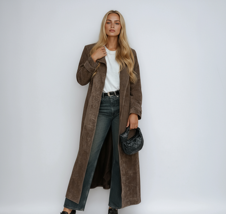 Emery Faux Suede Trench Coat