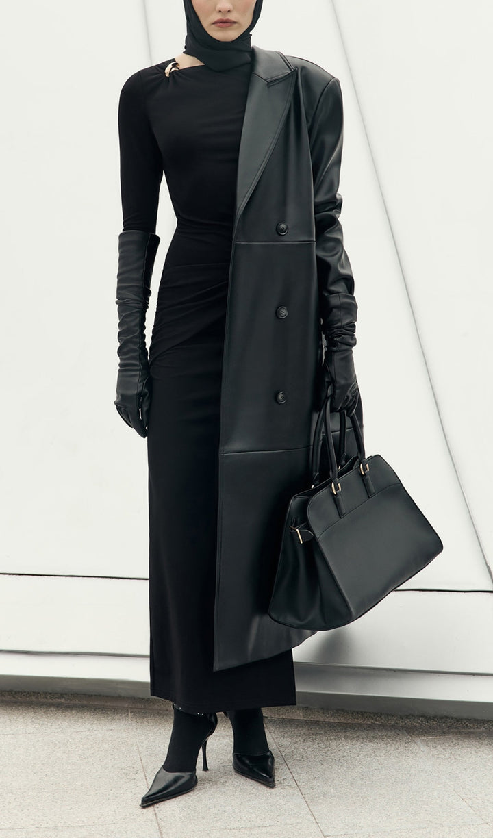 Jersey Seductive Fitted Maxi Dress-Black - Celestia Couture