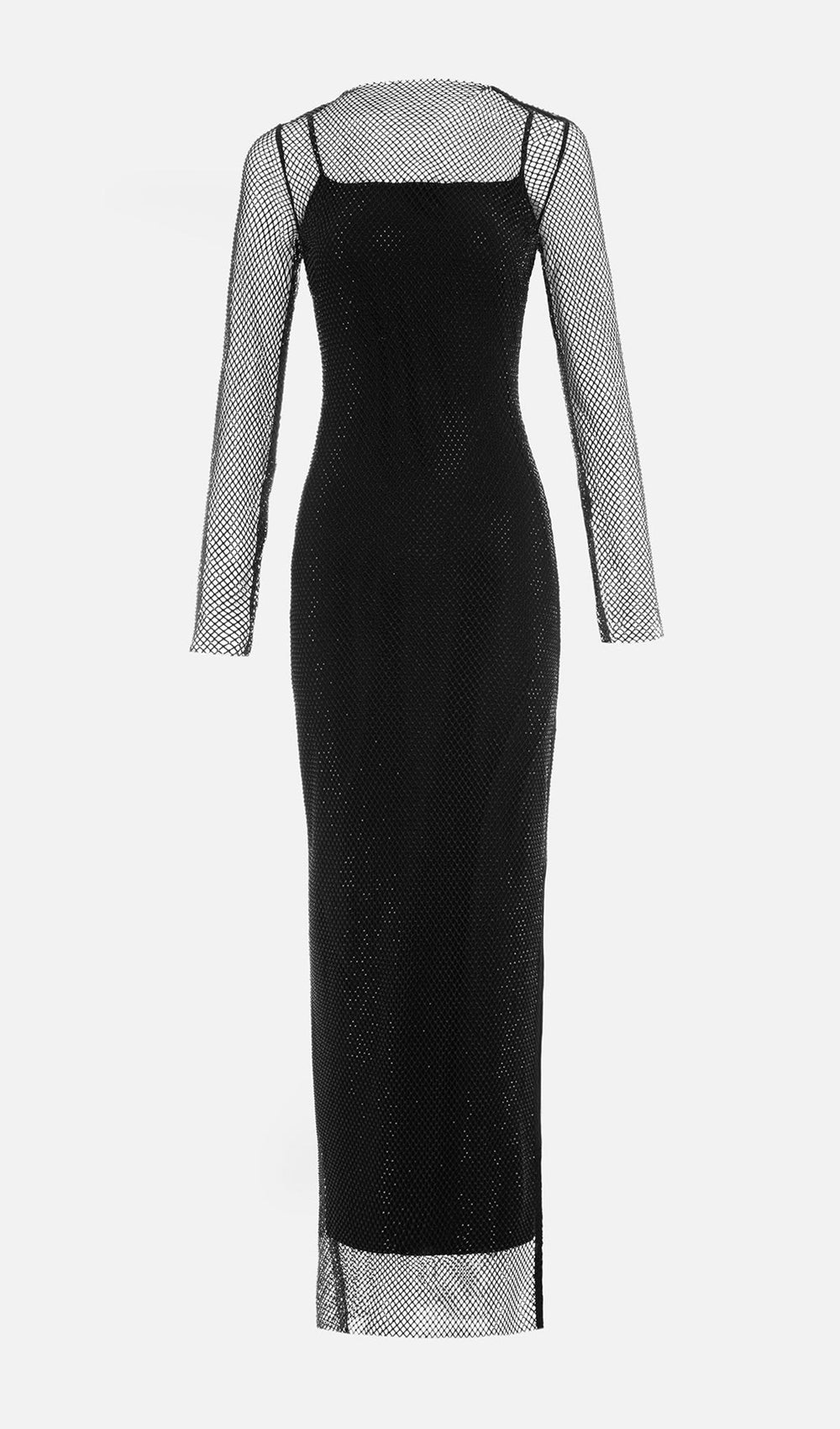 Mesh With Monochrome Lining Maxi Dress - Celestia Couture
