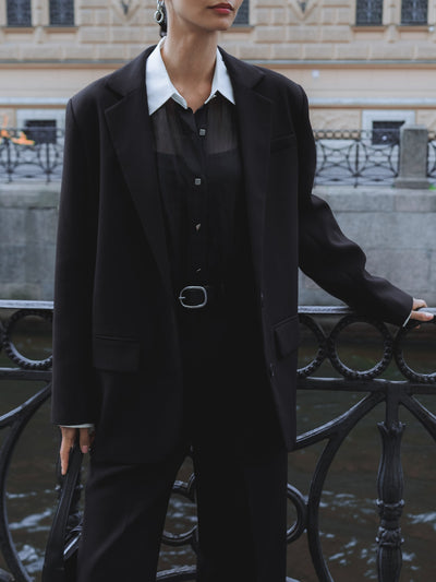 MONA  Black Single-Breasted Suit Jacket