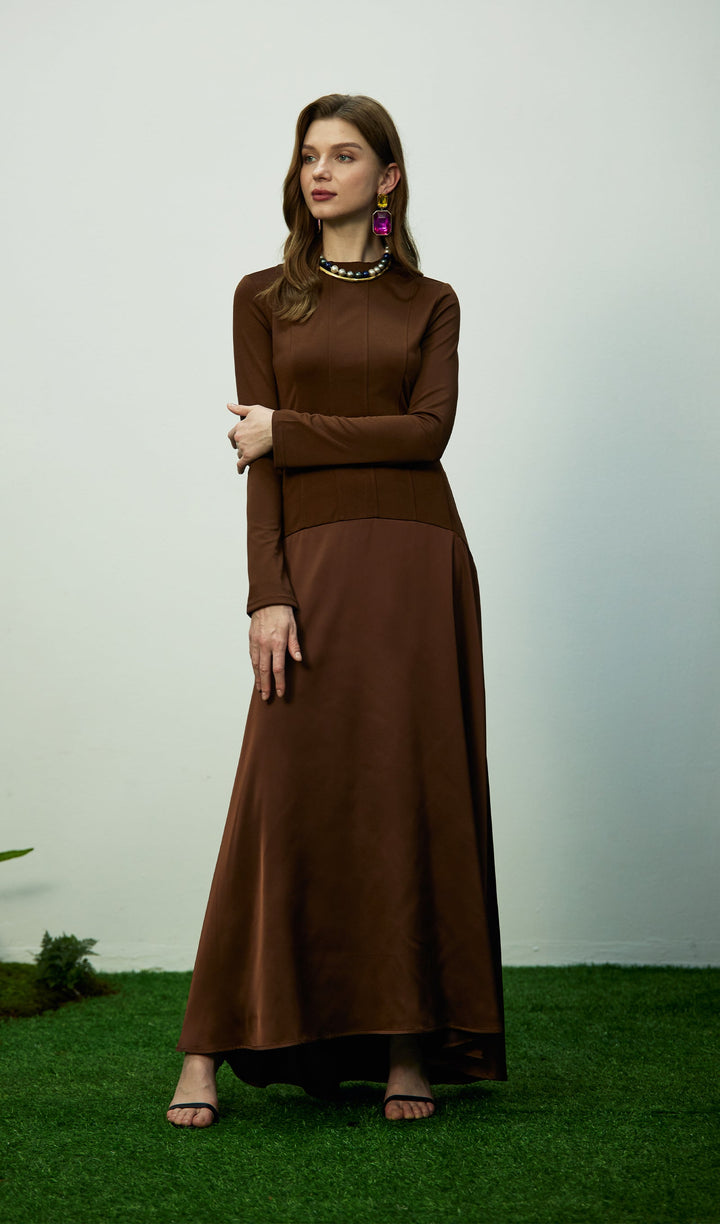 Trendy Knitted Satin Maxi Dress - Celestia Couture