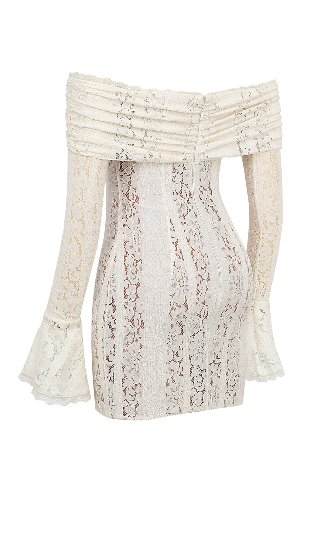 Vintage Floral Lace Off Shoulder Mini Dress - Celestia Couture