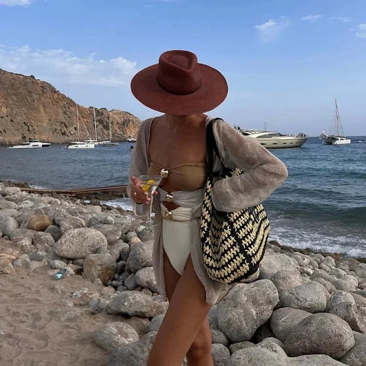 One Piece Swimsuit and Sarong Bikini Set