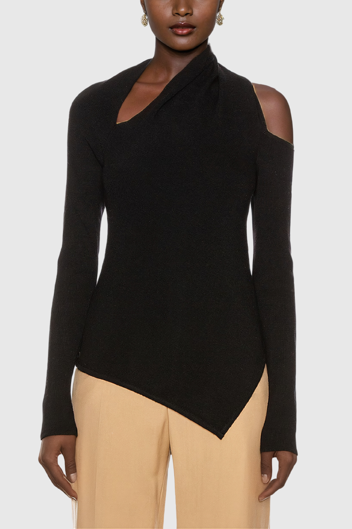 Acatzin Cutout Ruch Asymmetric Bodycon Top - Celestia Couture