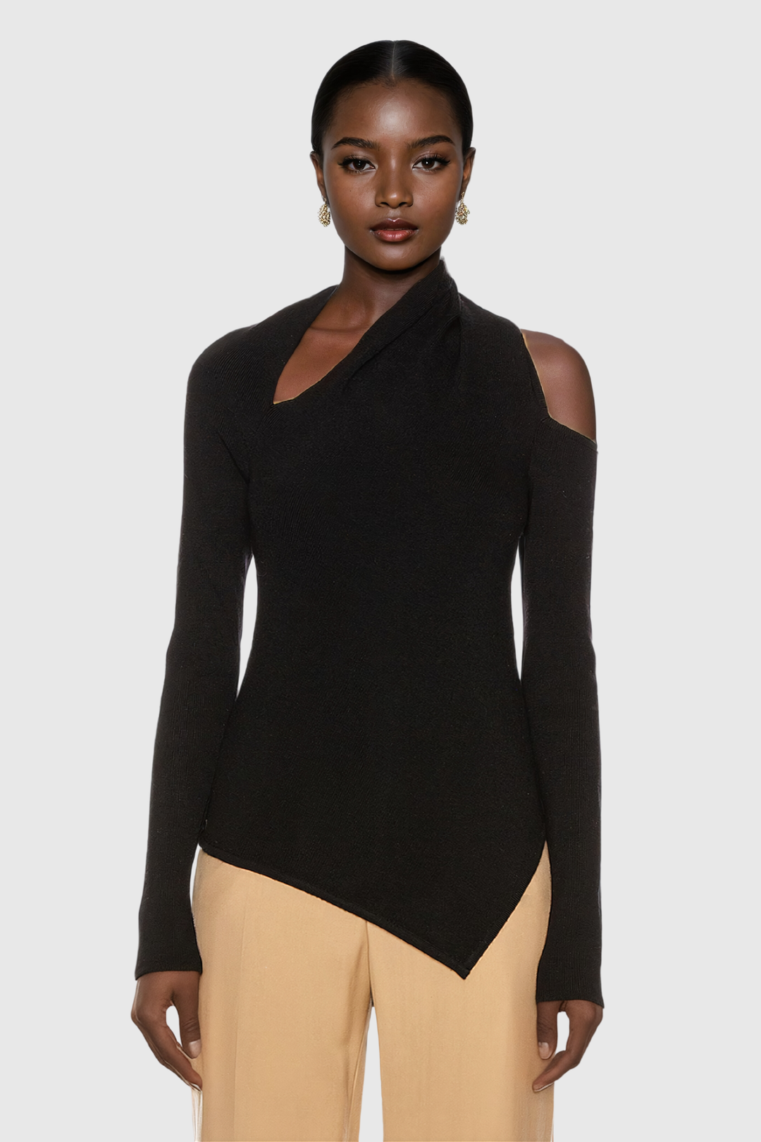 Acatzin Cutout Ruch Asymmetric Bodycon Top - Celestia Couture