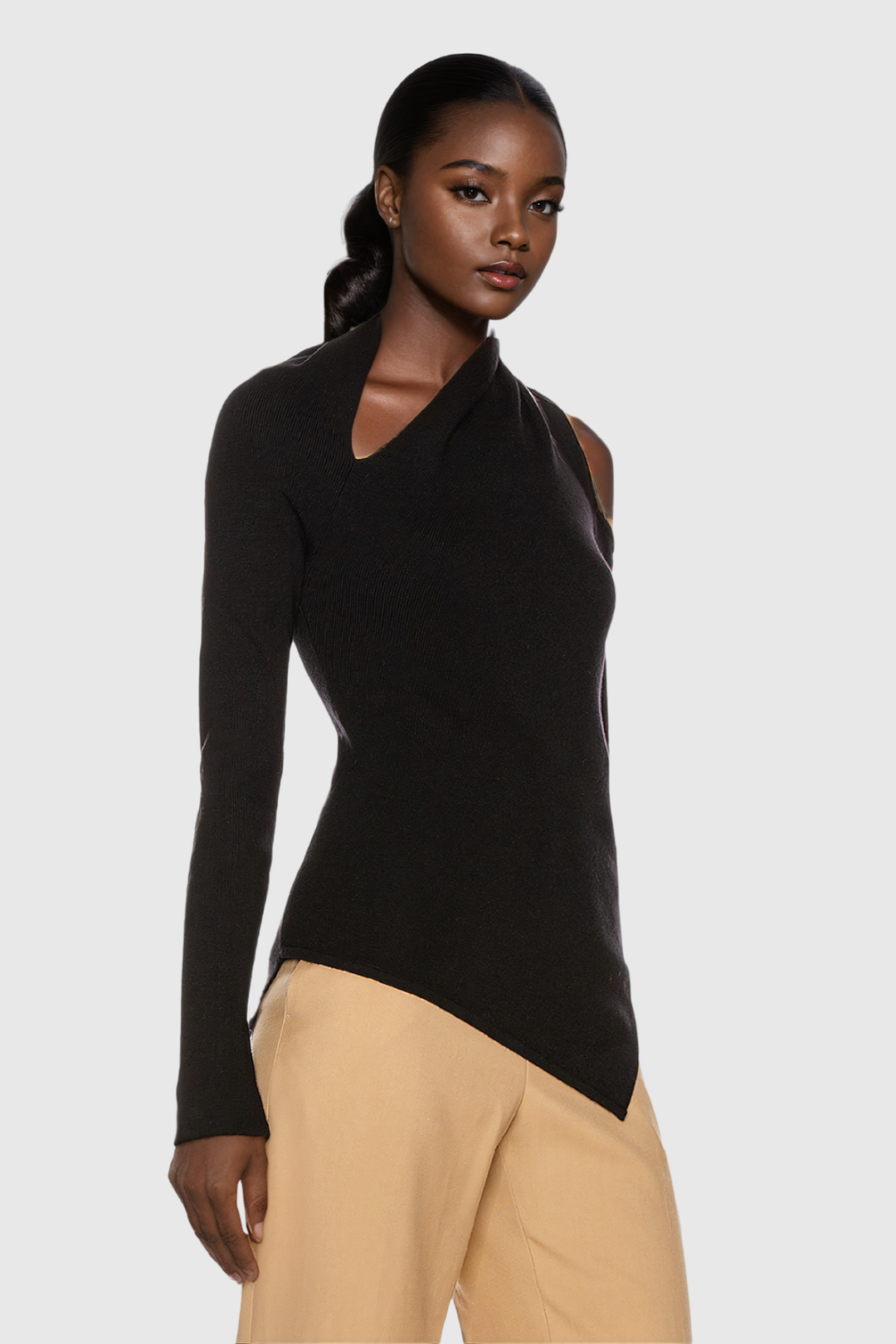 Acatzin Cutout Ruch Asymmetric Bodycon Top - Celestia Couture