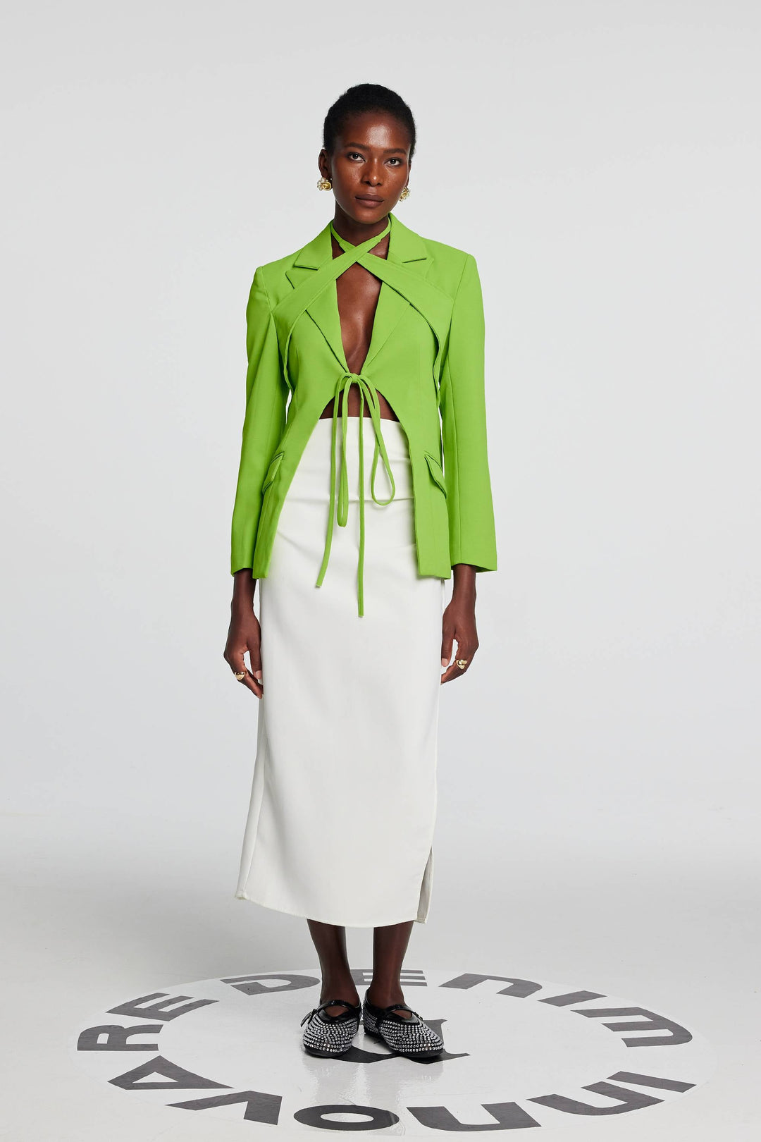 Adley Cross Plunge Split Blazer - Celestia Couture