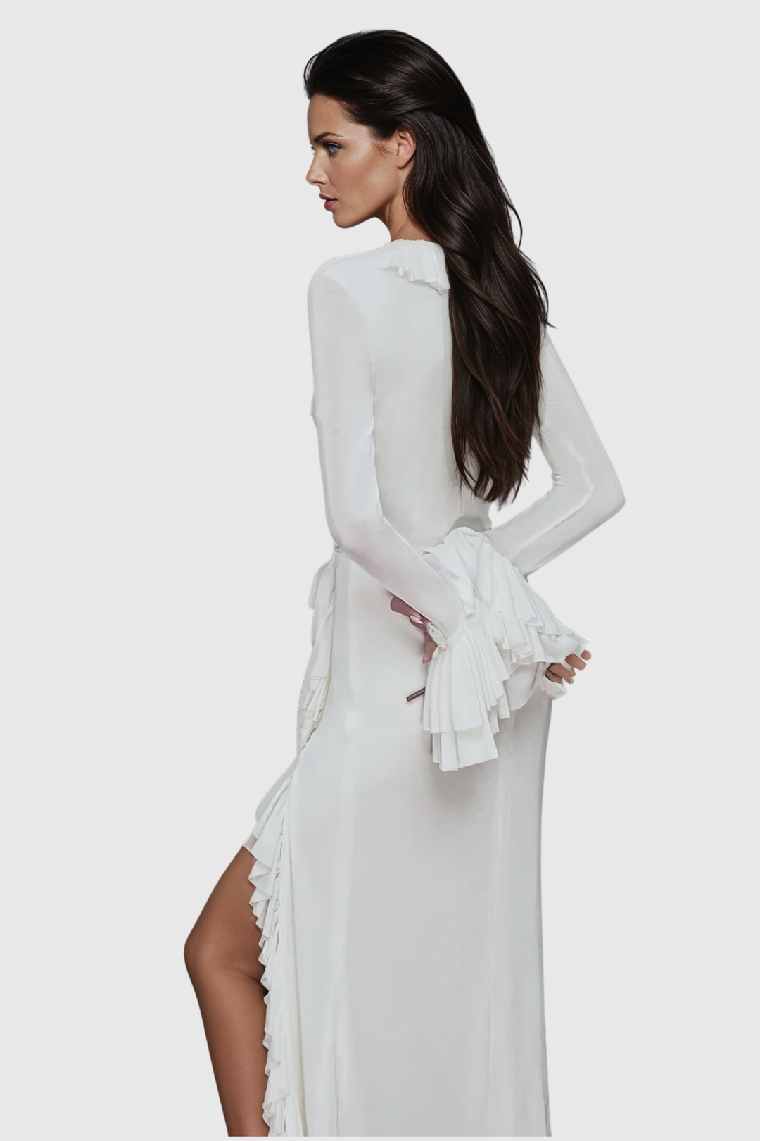 Aesara Ruffle Lace Up Maxi Dress - Celestia Couture