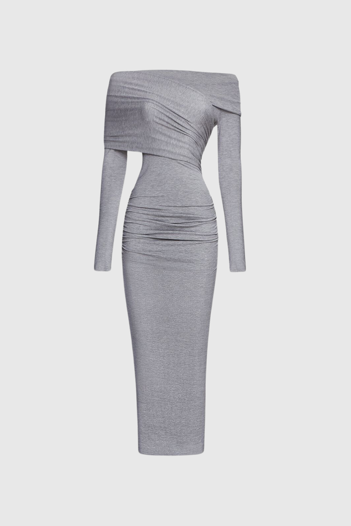 Afton Off Shoulder Ruch Bodycon Maxi Dress - Celestia Couture