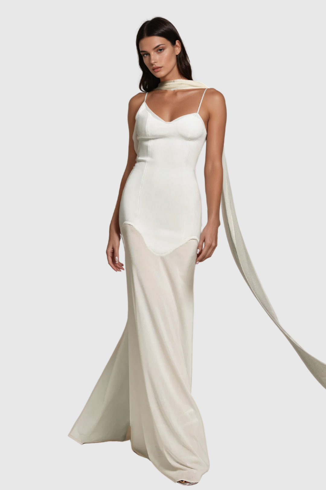 Afzal Halter Neck Mesh Bandage Maxi Dress - Celestia Couture