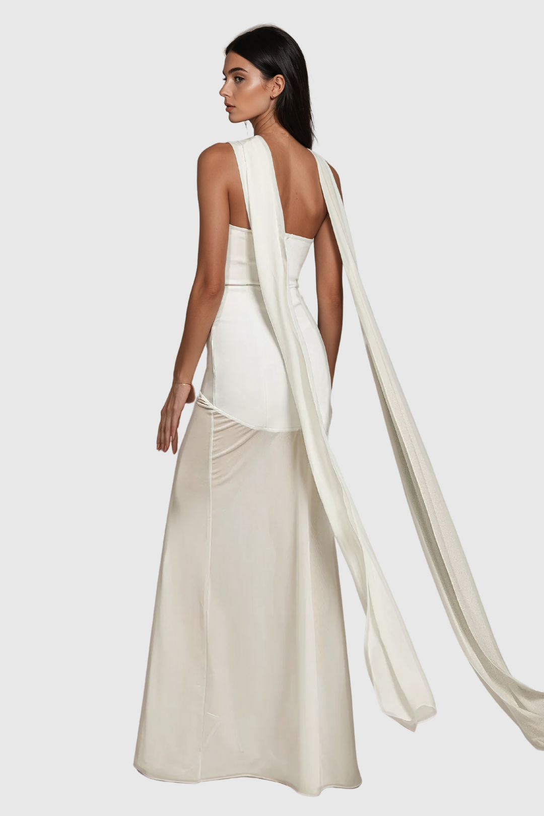 Afzal Halter Neck Mesh Bandage Maxi Dress - Celestia Couture