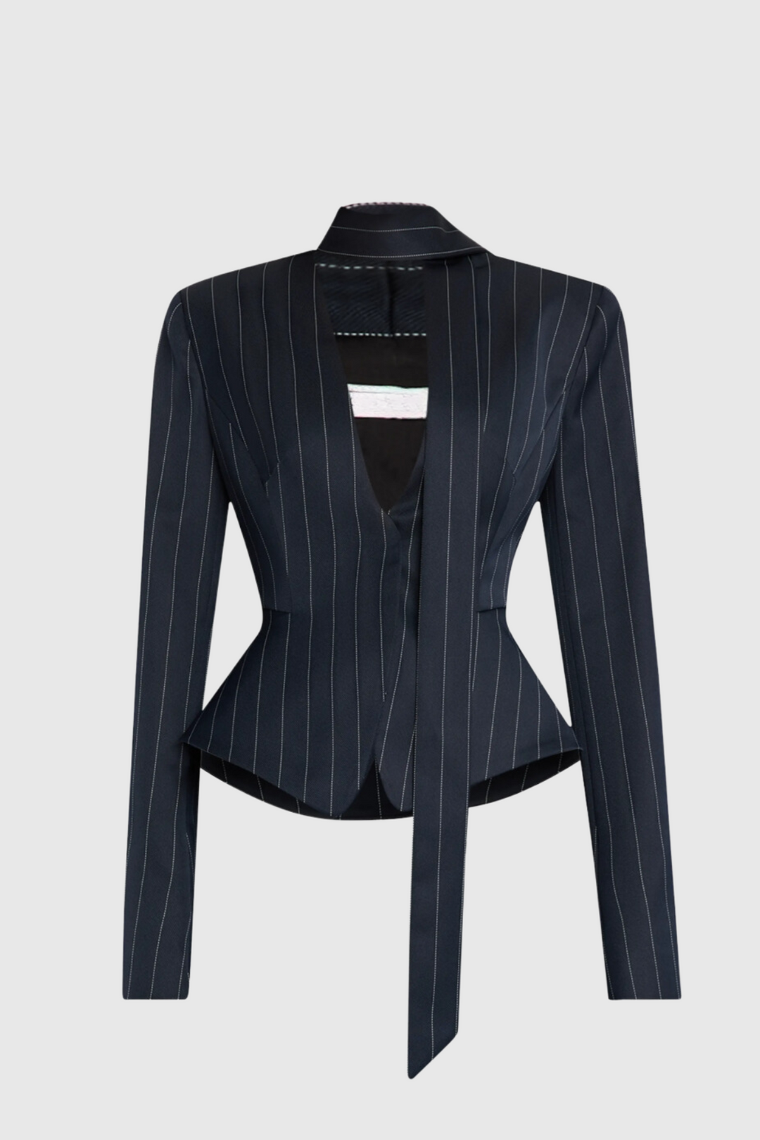 Ahuva Plunge Lace Up Stripe Blazer - Celestia Couture