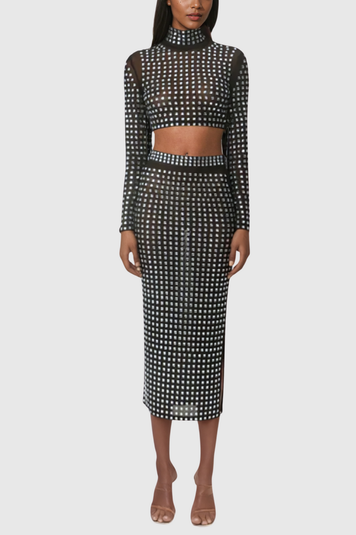 Aida Rhinestone Bodycon Set - Celestia Couture