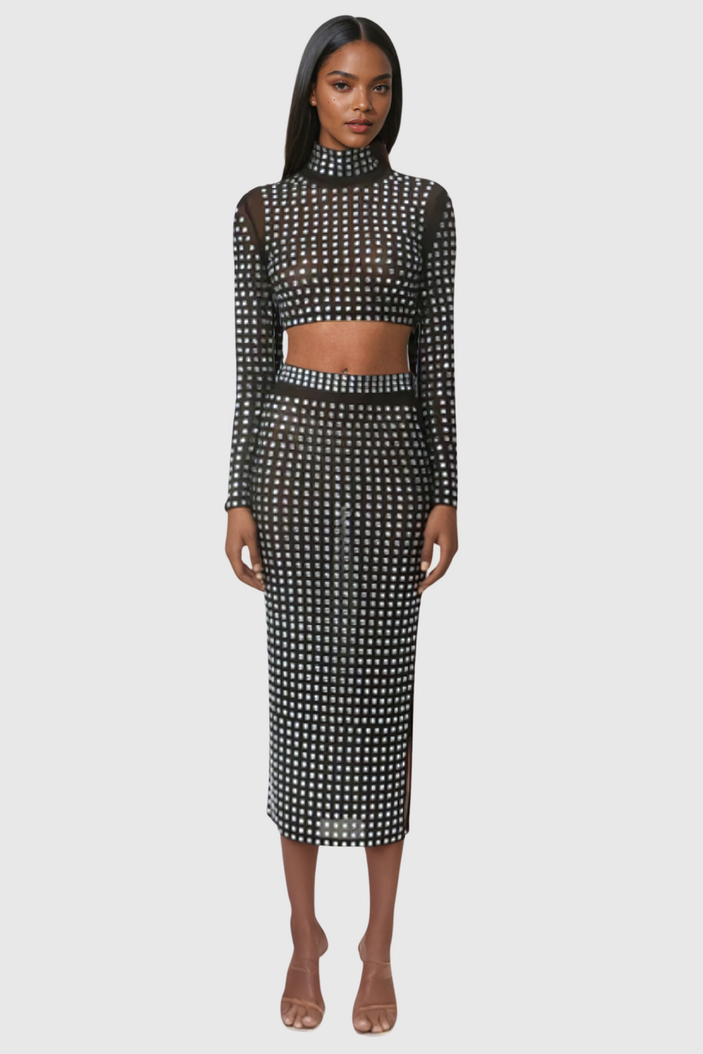 Aida Rhinestone Bodycon Set - Celestia Couture