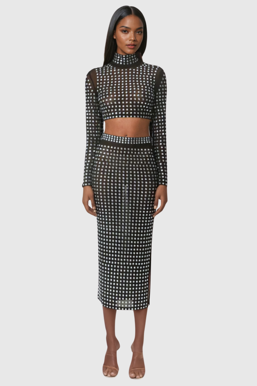Aida Rhinestone Bodycon Set - Celestia Couture