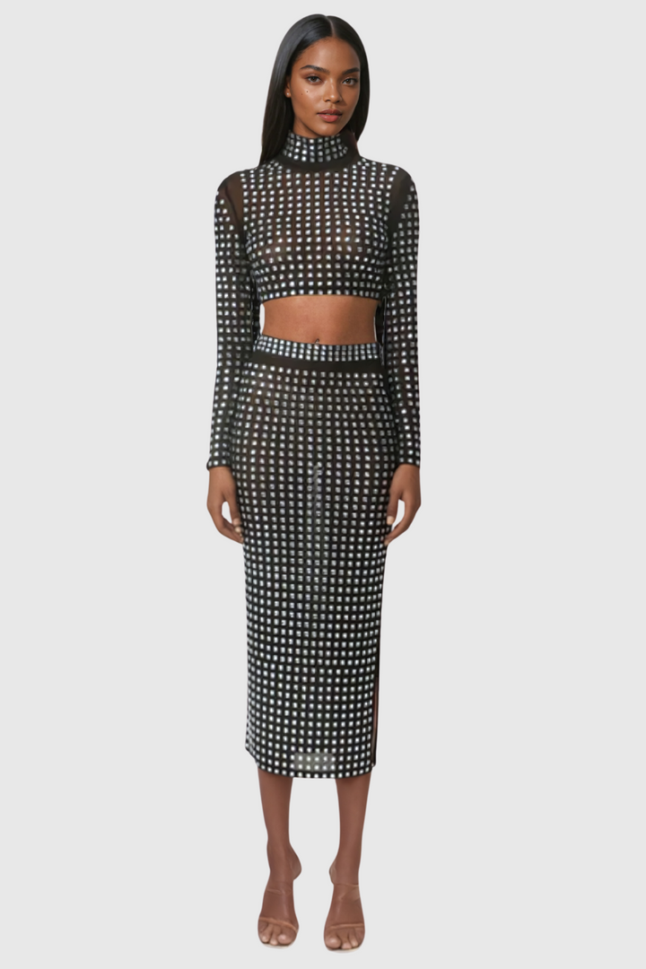 Aida Rhinestone Bodycon Set - Celestia Couture