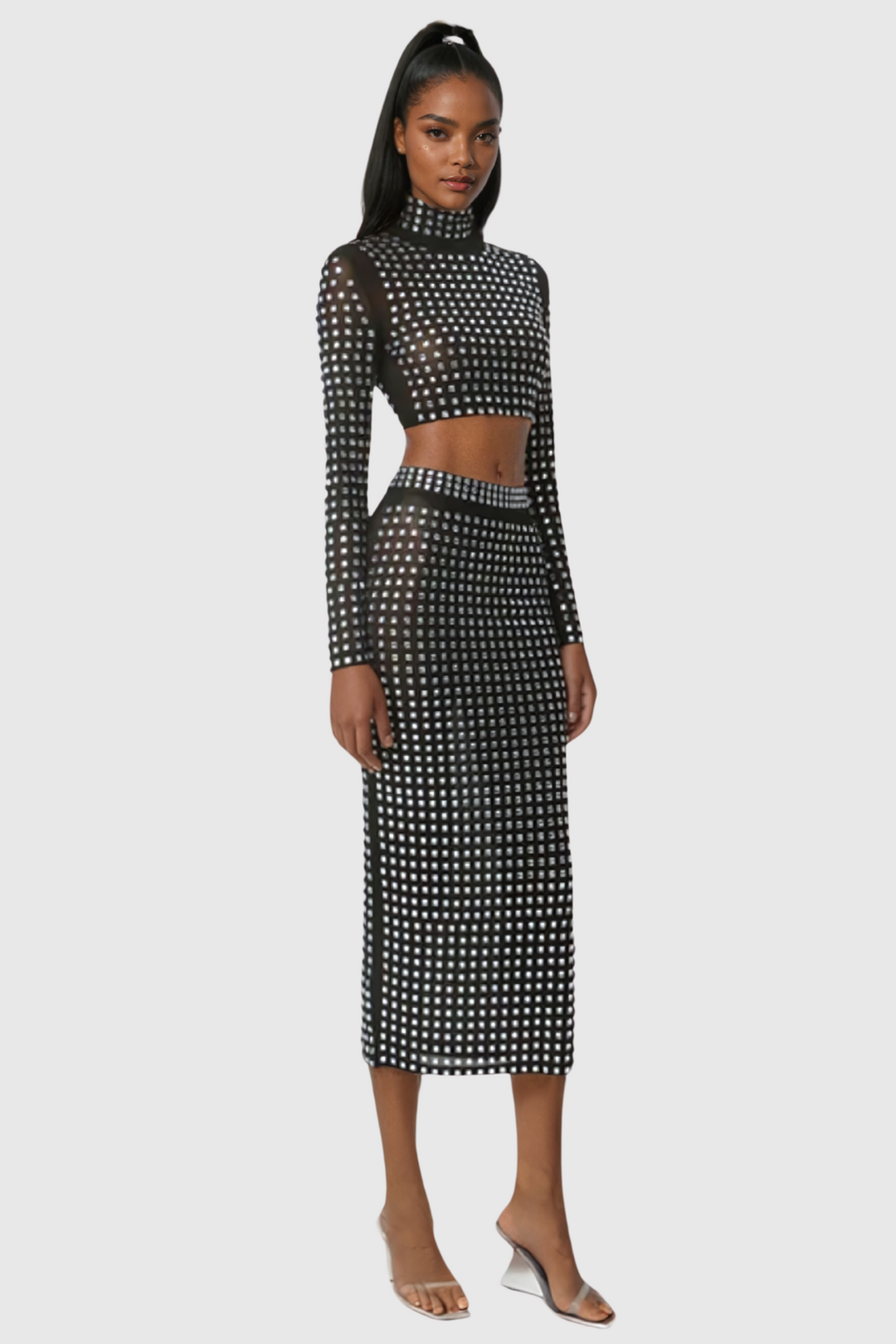 Aida Rhinestone Bodycon Set - Celestia Couture