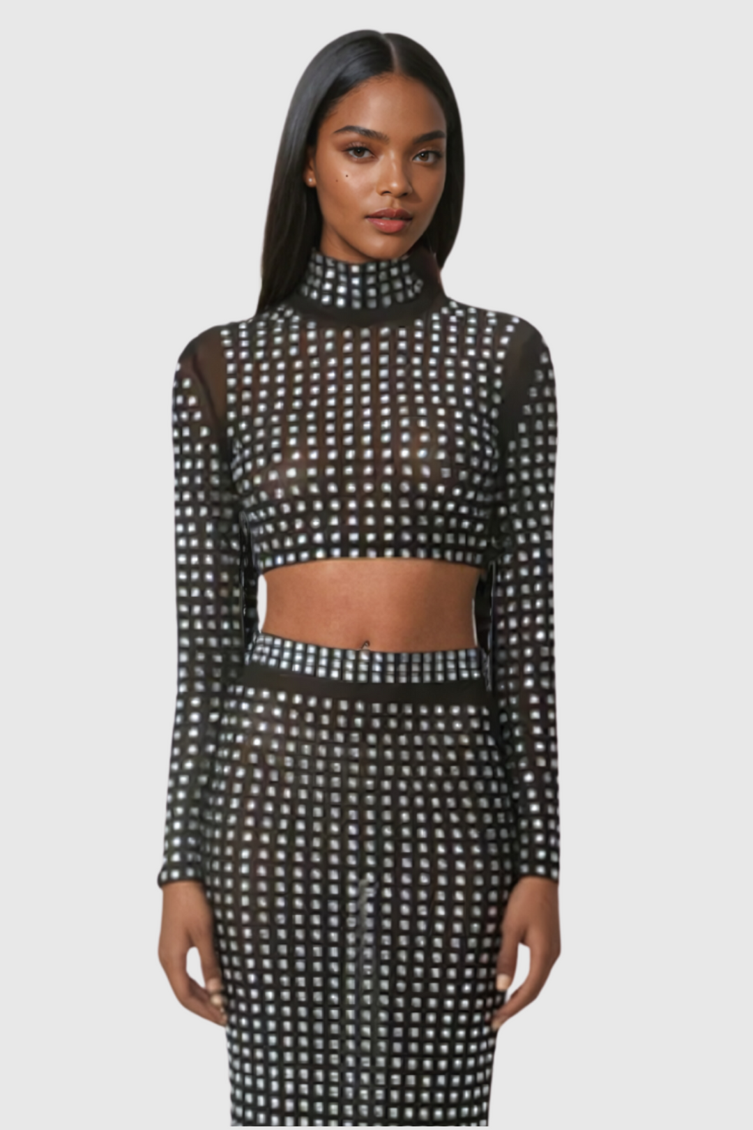 Aida Rhinestone Bodycon Set - Celestia Couture