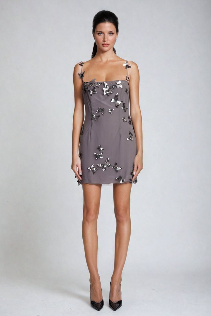 Aldis Butterfly Spaghetti Mini Dress - Celestia Couture