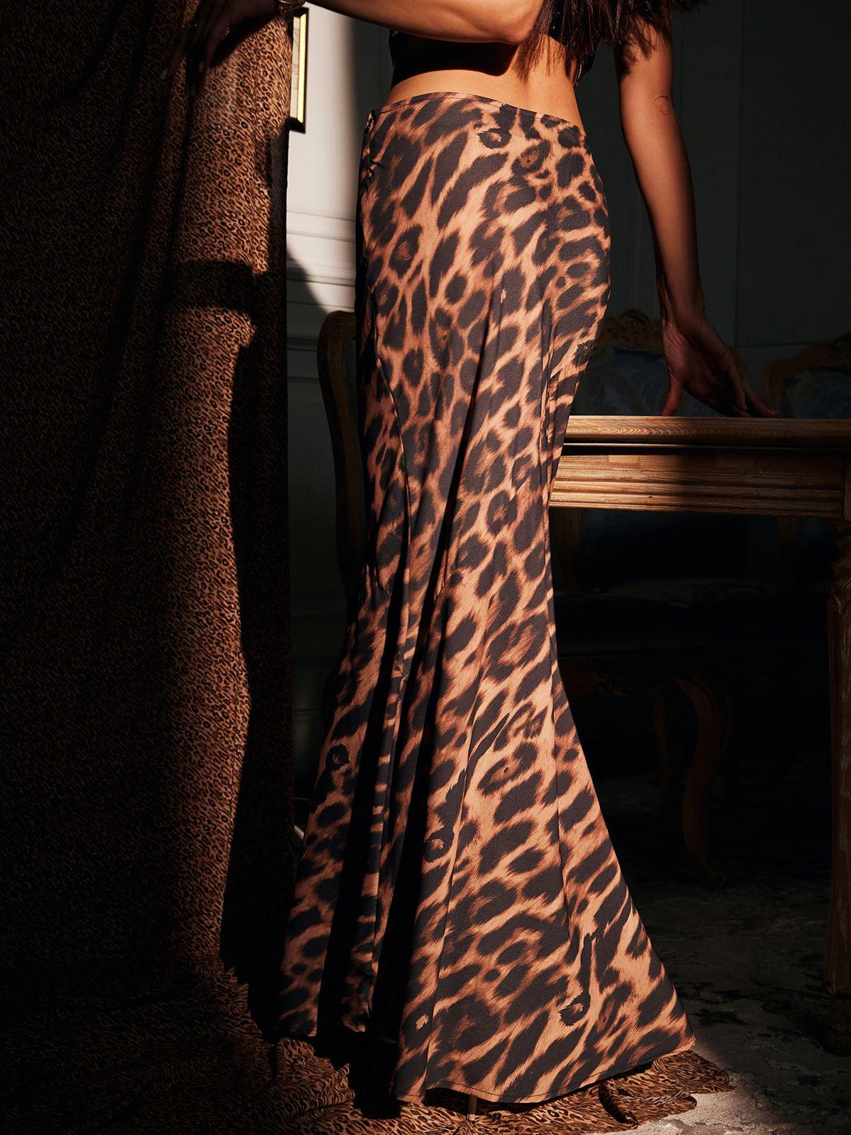 Chic Alexander Leopard Print Midi Skirt - Celestial Couture