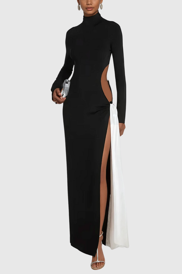 Alinka Cutout Lace Up High Split Maxi Dress - Celestia Couture