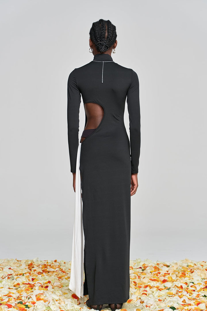 Alinka Cutout Lace Up High Split Maxi Dress - Celestia Couture