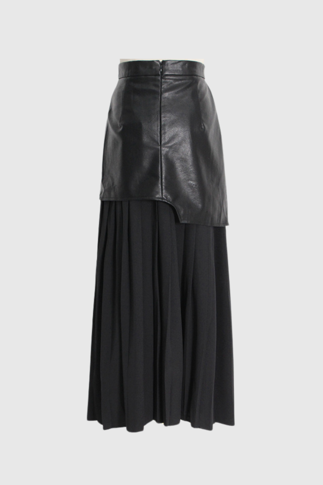 Alitzel Leather Mesh Midi Skirt In Black - Celestia Couture