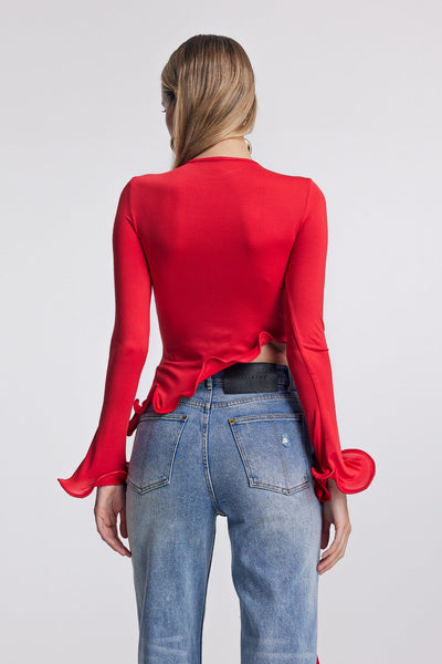 Alize Ruffle Bodycon Asymmetric Top