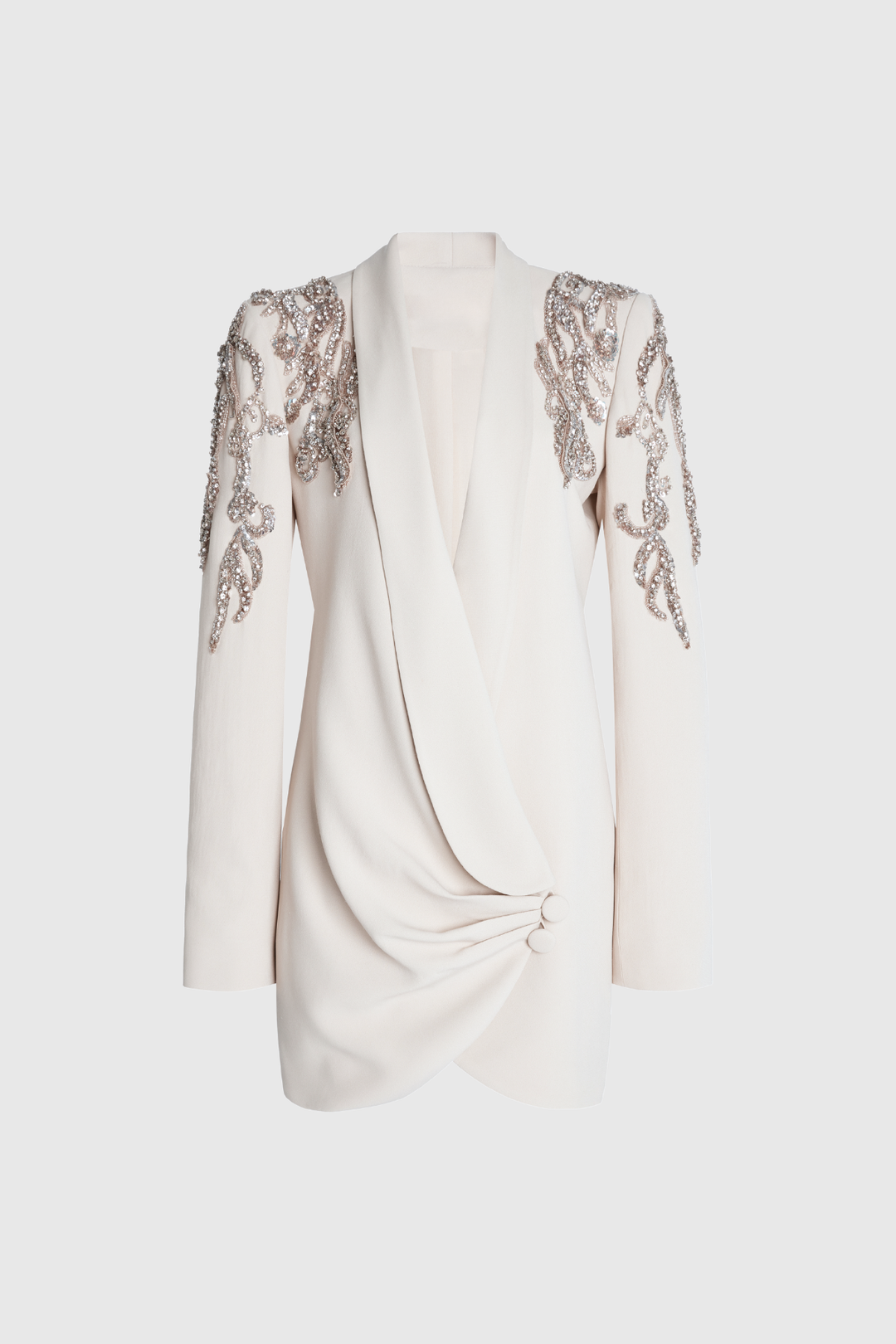 Alliance Rhinestone Ruch Plunge Blazer Mini Dress - Celestia Couture
