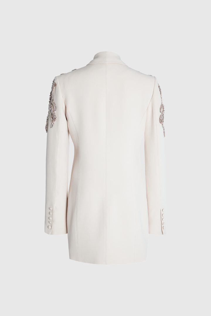 Alliance Rhinestone Ruch Plunge Blazer Mini Dress - Celestia Couture