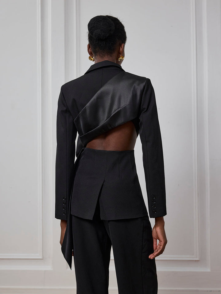 Alma Bodycon Hollow Bow Blazer - Celestia Couture