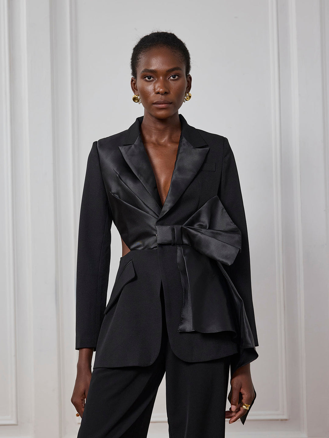 Alma Bodycon Hollow Bow Blazer - Celestia Couture