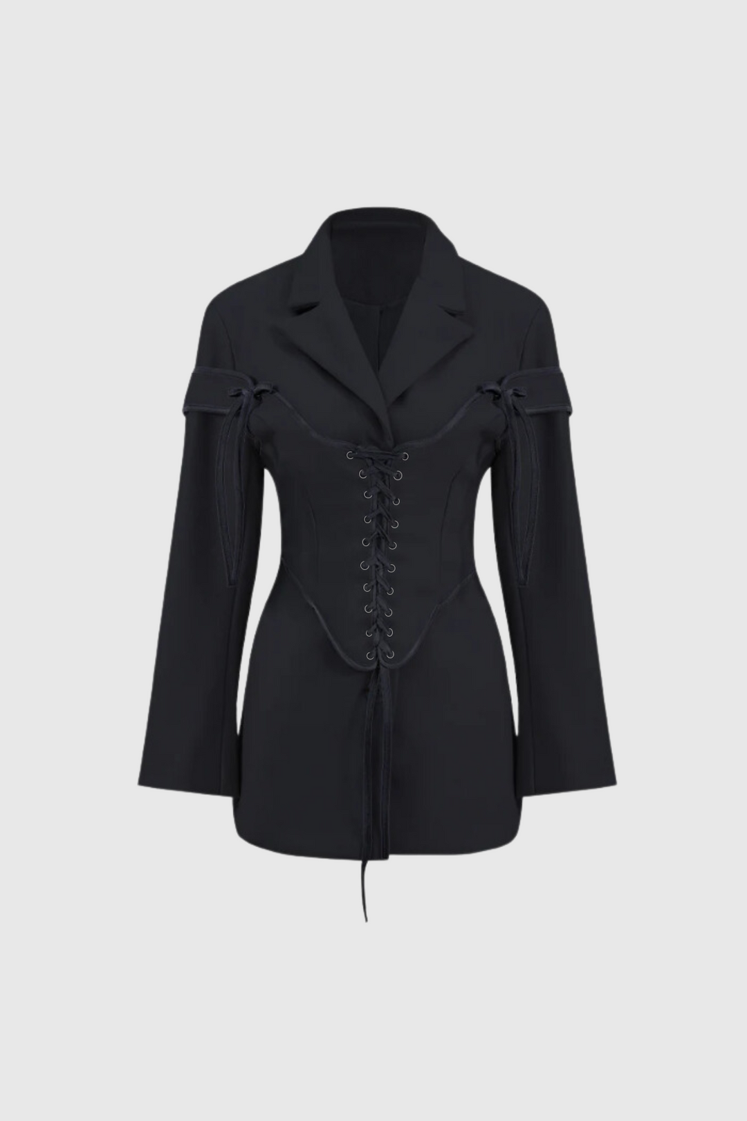 Alonsa Corset Lace Up Blazer In Black - Celestia Couture